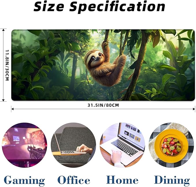 Sloth Gaming Mouse Pad Extended Desk Computer Keyboard Laptop Mouse Pads - Image 3
