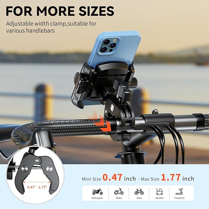 Kewig Motorcycle Phone Mount Holder- Bike Phone Mount Handlebar Clamp, Bicycle - Image 5