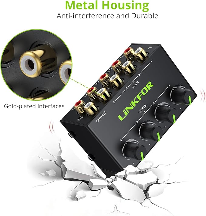 LiNKFOR 4 Channel Stereo Audio Mixer CX400 Metal Shell Support RCA Input and - Image 6