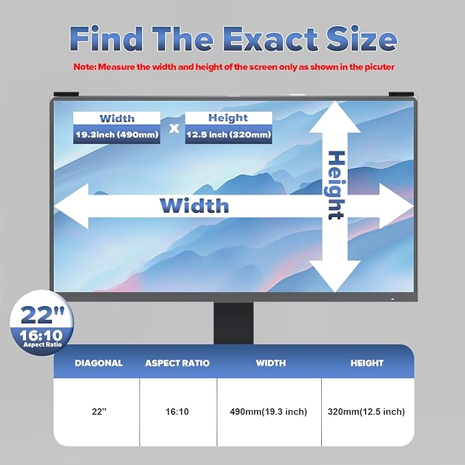 Computer Privacy Screen Filter 22 Inch, 9H Hardness Hanging Computer Screen - Image 4