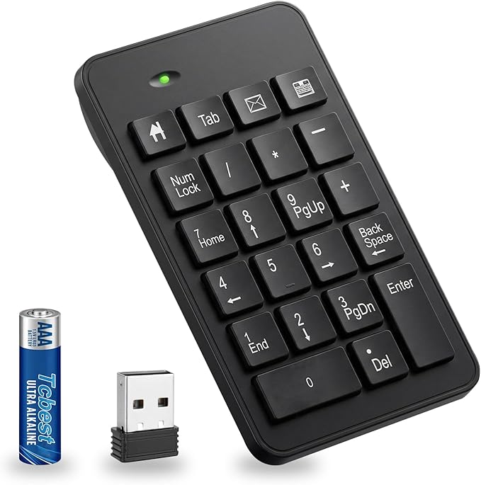 Wireless Number Pad with Battery, Enhanced Efficiency with 23 Keys Numeric by Loonasa