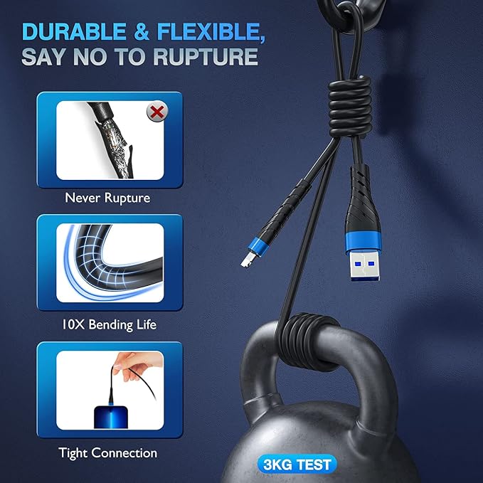 OIITH Apple MFi Certified iPhone Charger Cable 3 Pack 10 Ft, Extra Long - Image 5