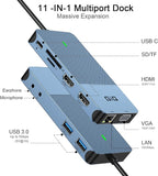 USB Docking Station GIQ USB C hub USB 3.0 to Dual HDMI VGA Adapter Triple - Image 2