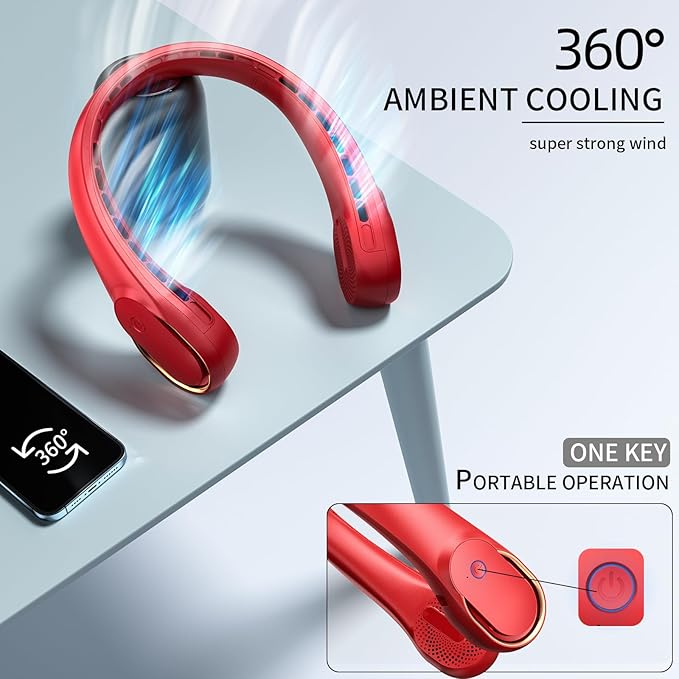Portable Neck Fan, Bladeless Neck Fan, USB Rechargeable Personal Fan, 4000 mAh - Image 5
