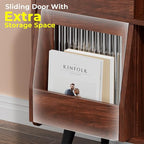 Large Record Player Stand with Sliding Door, 350 Vinyl Record Storage Cabinet - Image 3