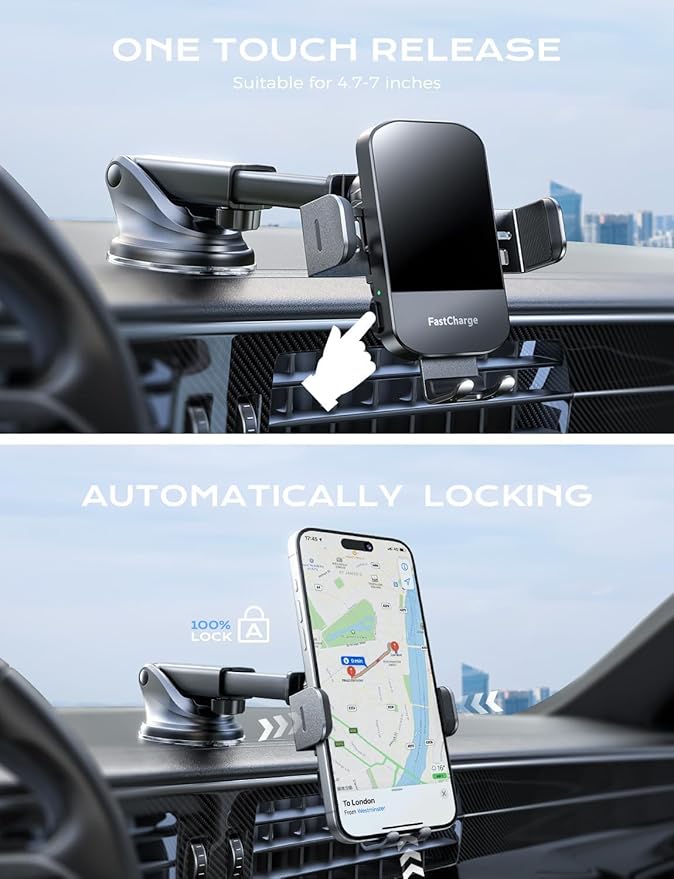 Wireless Car Charger, 15W Fast Charging Auto Clamping Phone Holders - Image 5