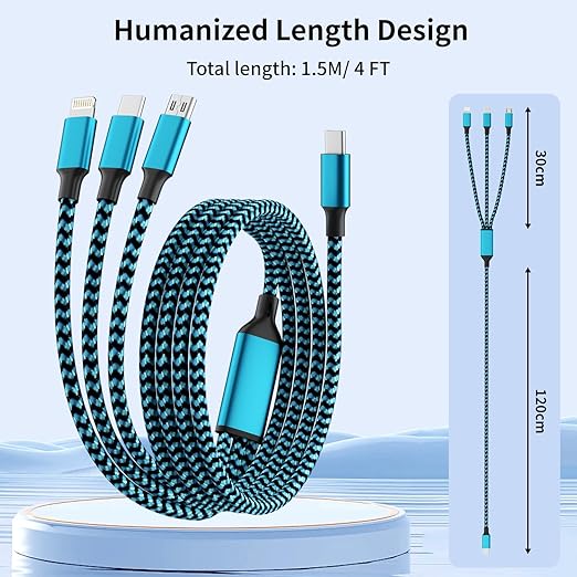 100W USB C Multi Charging Cable, 3 in 1 USB C Cable Fast Charging - Image 5