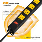 Metal 12 Outlet Mountable Power Strip, Surge Protector Heavy Duty Cord Wide - Image 4