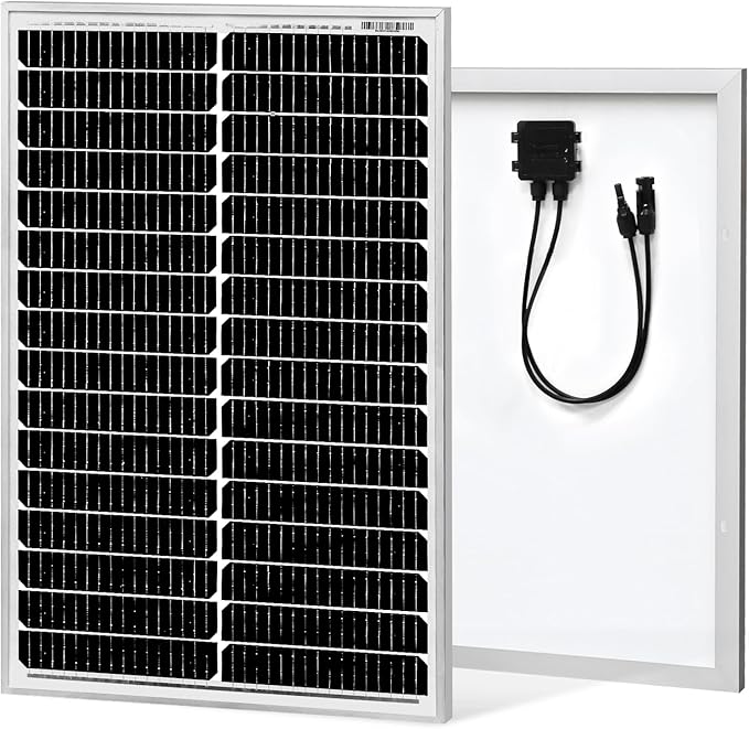 50W 12V Solar Panel, High Efficiency Monocrystalline Solar Maintainer, by MUZUZZI