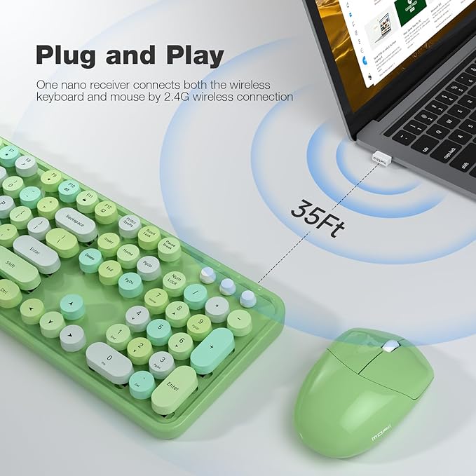 KNOWSQT Wireless Keyboard and Mouse Combo, USB Receiver Plug and Play, - Image 2