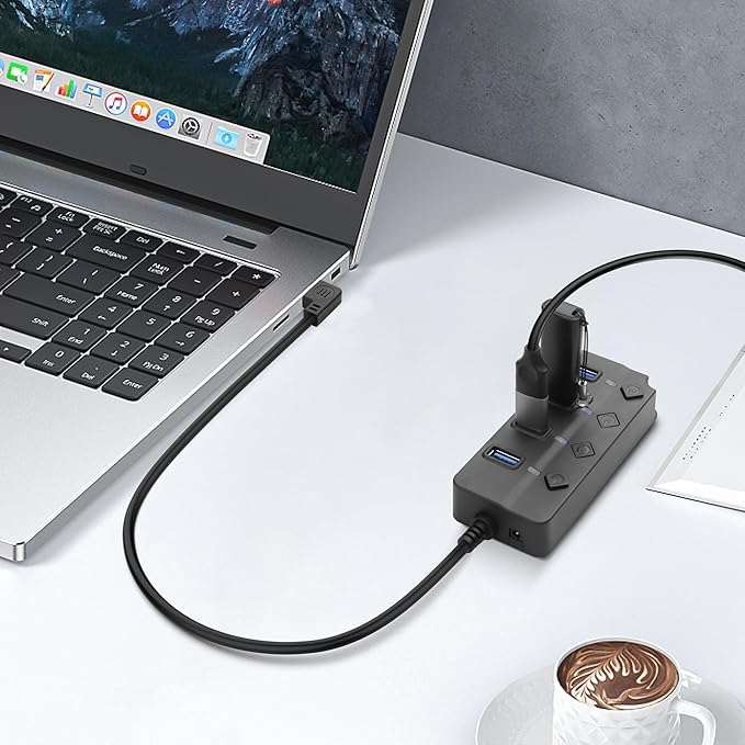 90 Degree USB Hub Splitter YACSEJAO USB 2.0 Data Hub - Image 2