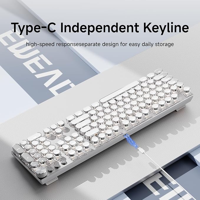 EWEADN Typewriter Style Mechanical Gaming Keyboard, Wired Mechanical Keyboards - Image 3