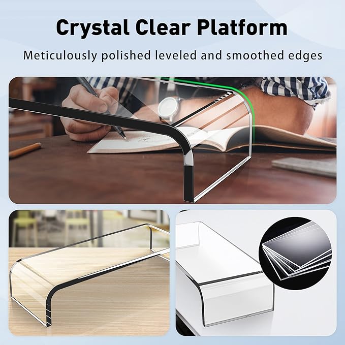 AboveTEK Acrylic Monitor Stand, Premium Large Monitor Riser 20 inch, Crystal - Image 2