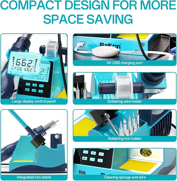 BK602S 2 in1 Soldering Iron Hot Air Rework Station, Digital Soldering Welding - Image 5