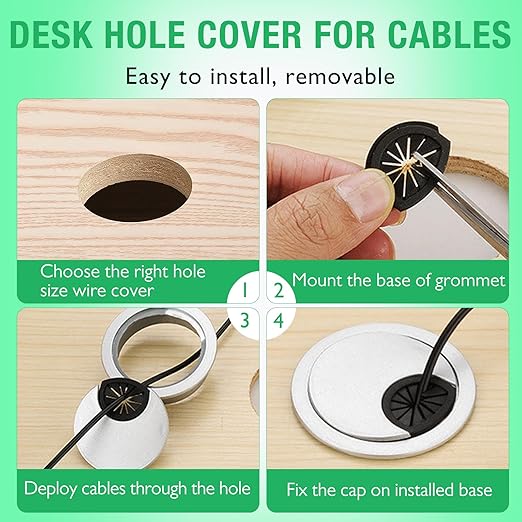 5 Pcs Desk Grommet 3-1/8" / 80 mm, Desk Cord Hole Cover, Cable Grommet ABS - Image 5