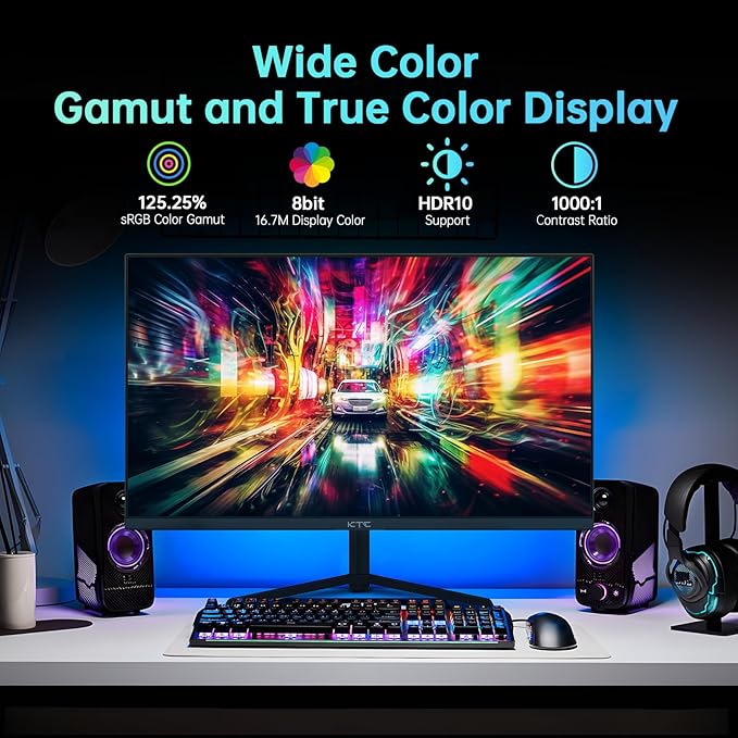 KTC 24 inch Monitor, Fast IPS 1080p 144Hz 165Hz 1ms, 125.25% sRGB, Borderless - Image 3