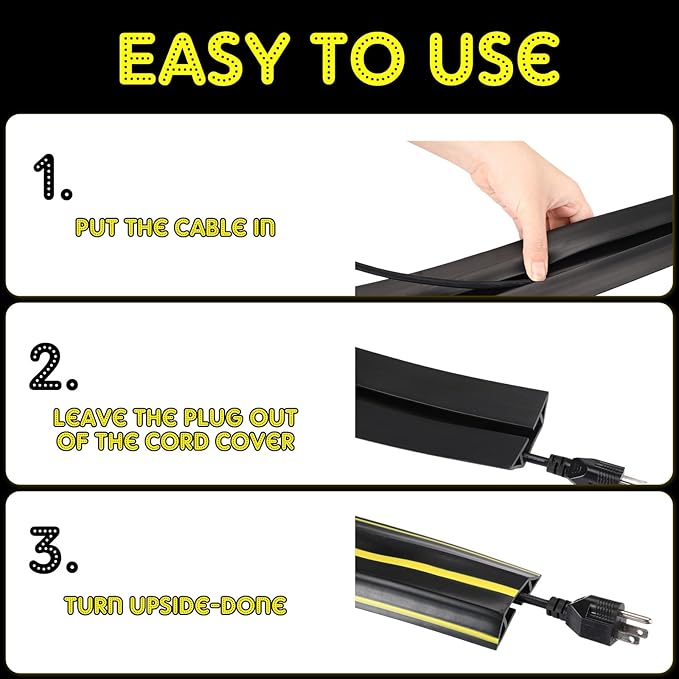 Pangda 10 FT Floor Cable Cover Heavy Duty Cord Cover Protector Power Cable - Image 4