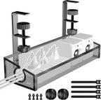 Under Desk Cable Management Tray Black, No Drill Desk Cable Wire Management by Kaiferty