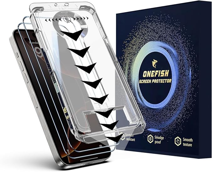 OneFish Screen Protector for Iphone 16, HD Clarity Tempered Glass Film 9H+ by OneFish