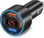 USB C Car Charger, 4-Port 65W Dual 12V USB-A & USB-C Car Phone Charger by Bangfun