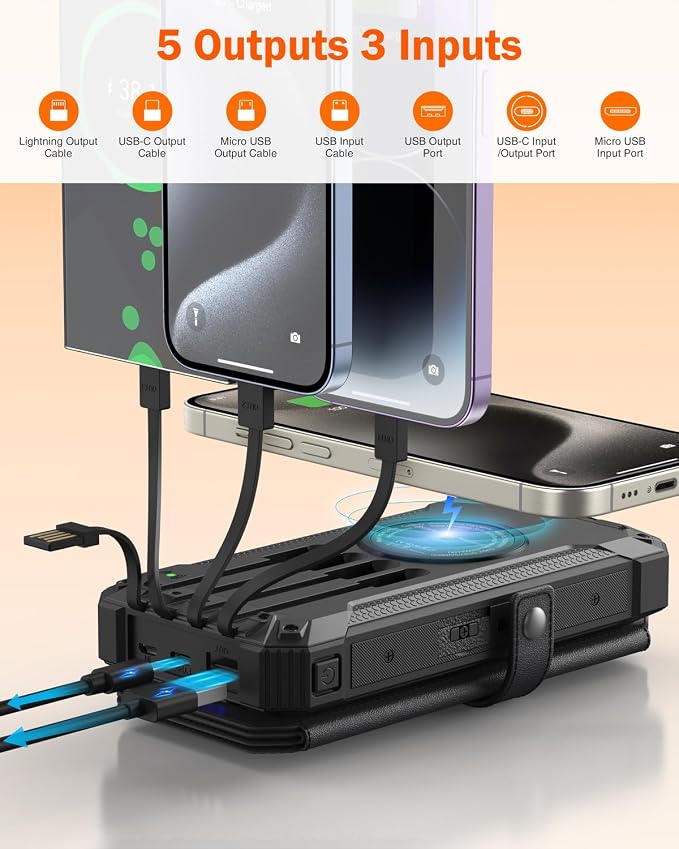 GOODaaa Solar Charger Power Bank, Portable Wireless Charger 36800mAh - Image 4