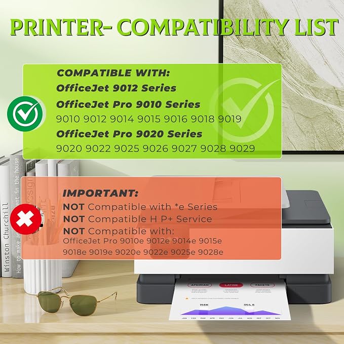 962XL Ink Cartridges Combo Pack OfficeJet Pro 9010 9015 9020 9018 Compatible - Image 2