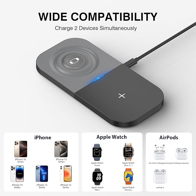 Magnetic Wireless Charging Station, 2 in 1 Travel Fast Wireless Charger - Image 7