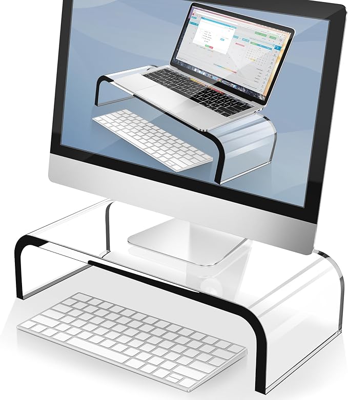 AboveTEK Acrylic Monitor Stand – Clear Monitor Riser & Computer Desk Stand by AboveTEK