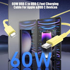 3-Pack Yellow 60W USB C to USB C Cable, Type C Fast Charging Cable - Image 3