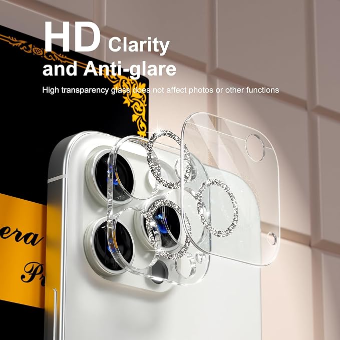 beuxece for 6 Pack iPhone 15 Pro/iPhone 15 Pro Max Camera Lens Protector 9H - Image 6