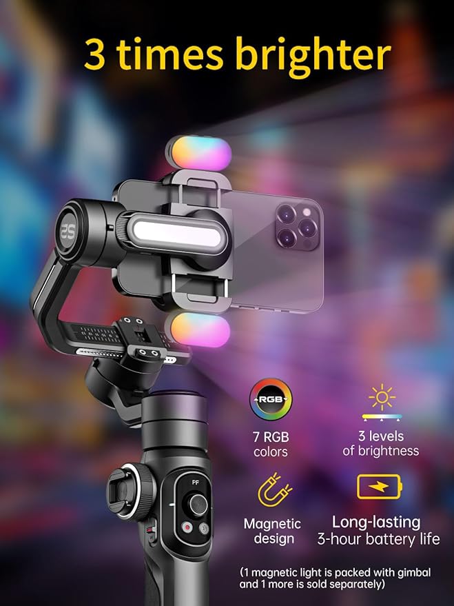 Gimbal Stabilizer for Smartphone, Phone Gimbal w/8" Extension Rod, Profession - Image 2