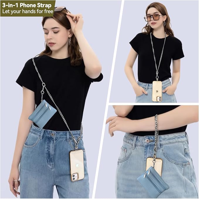 Clip and Go Strap for Phone Silver Metal Chain - Image 2