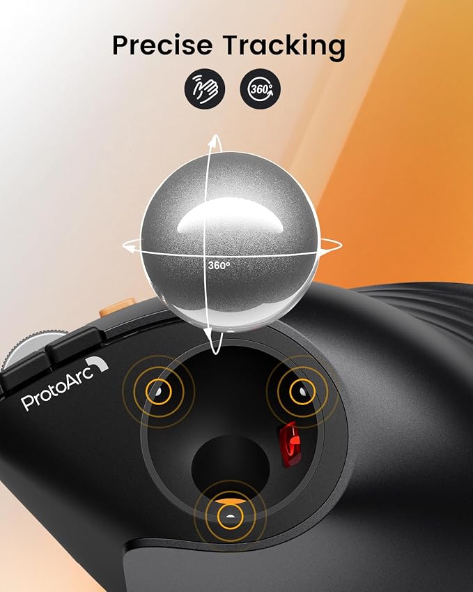 ProtoArc Vertical Wireless Trackball Mouse, EM05 NL Bluetooth Ergonomic - Image 5