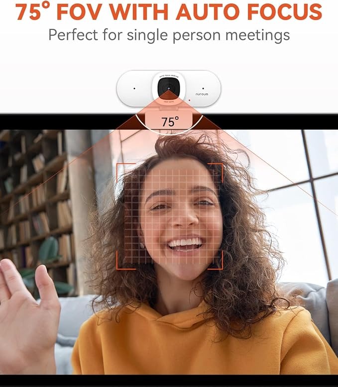 NUROUM V15AF 2K Webcam for PC, 1080p 60FPS AutoFocus Web Camera - Image 4