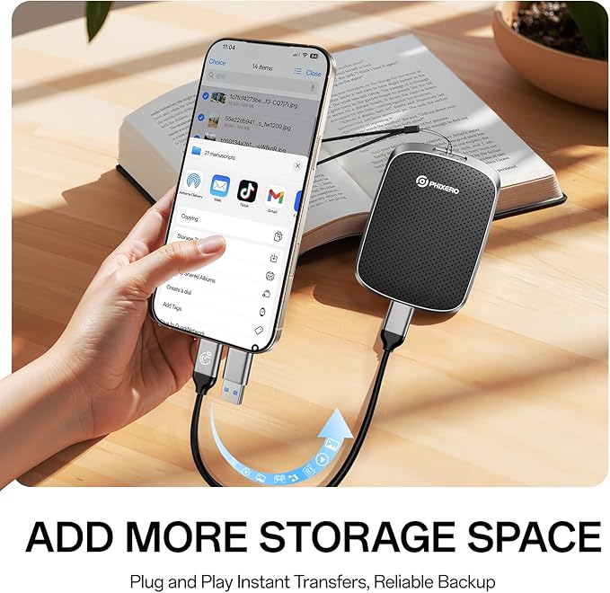 PHIXERO P5PLUS Portable SSD 2TB Up to 550MB/s, USB 3.2 Gen 2 External Solid - Image 3