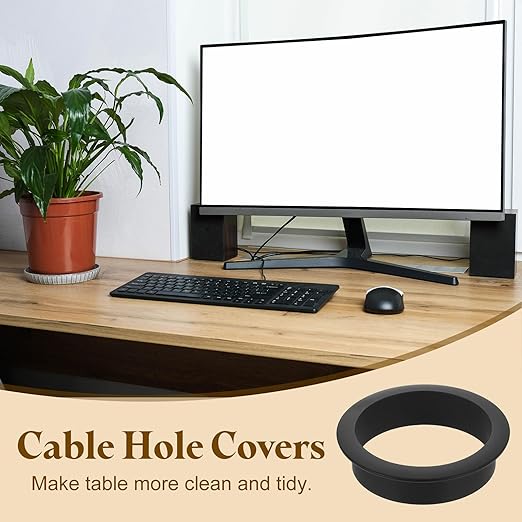 uxcell Desk Grommet, 2-3/8" Zinc Alloy Cable Hole Cover Wire Cord Organizer - Image 6