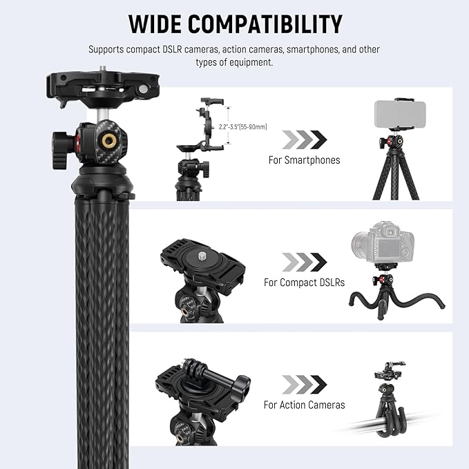 NEEWER Flexible Tripod with Remote, Mini Camera Phone Tripod Stand with Hidden - Image 6