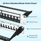 Jadaol 24 Port Blank Patch Panel, 1U 19inch Rack/Wall Mount Patch Panel - Image 2