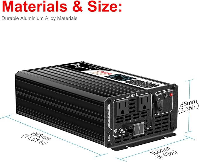 Xijia 1500W Pure Sine Wave Inverter DC 60v to 120v Inverter 60HZ Solar Converter - Image 4