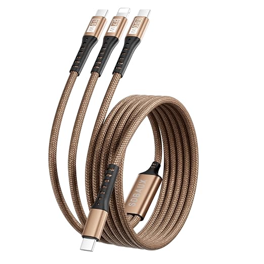 SDBAUX Multi Charging Cable 100W USB C to 3 in 1, Nylon Braided PD 27W/100W by RetractableMulticableExpert