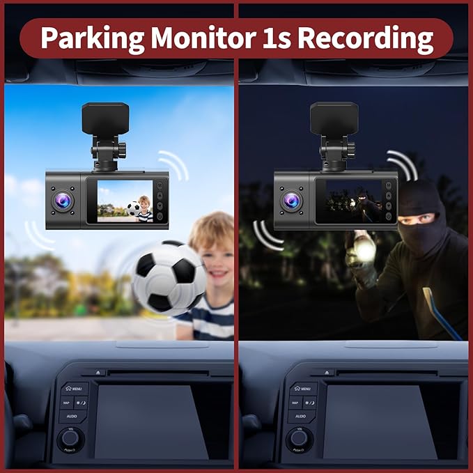 2025 Dash Cam, 3 Channel Dash Cam Front and Rear Inside, Interior Car Camera - Image 3