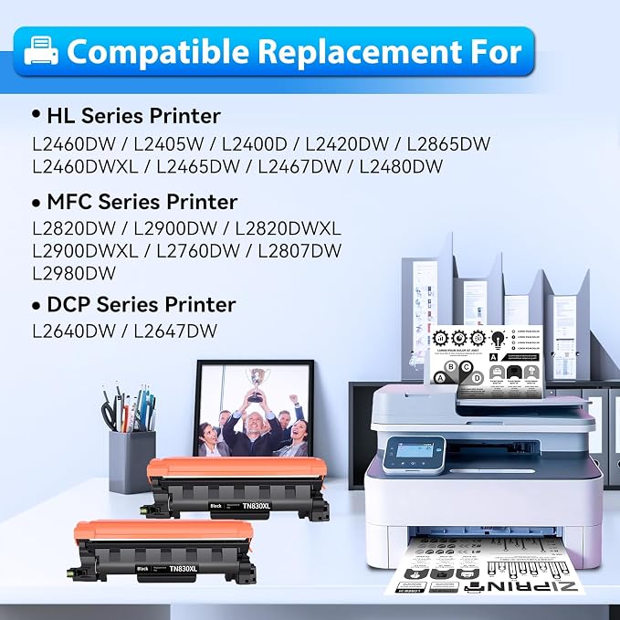 ZIPRINT TN830XL Toner 2 Pack Compatible Replacement - Image 2