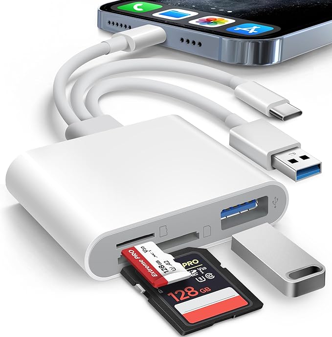 SD Card Reader for iPhone iPad Mac Trail Game Camera Viewer Built-in 3-in-1 by AkHolz