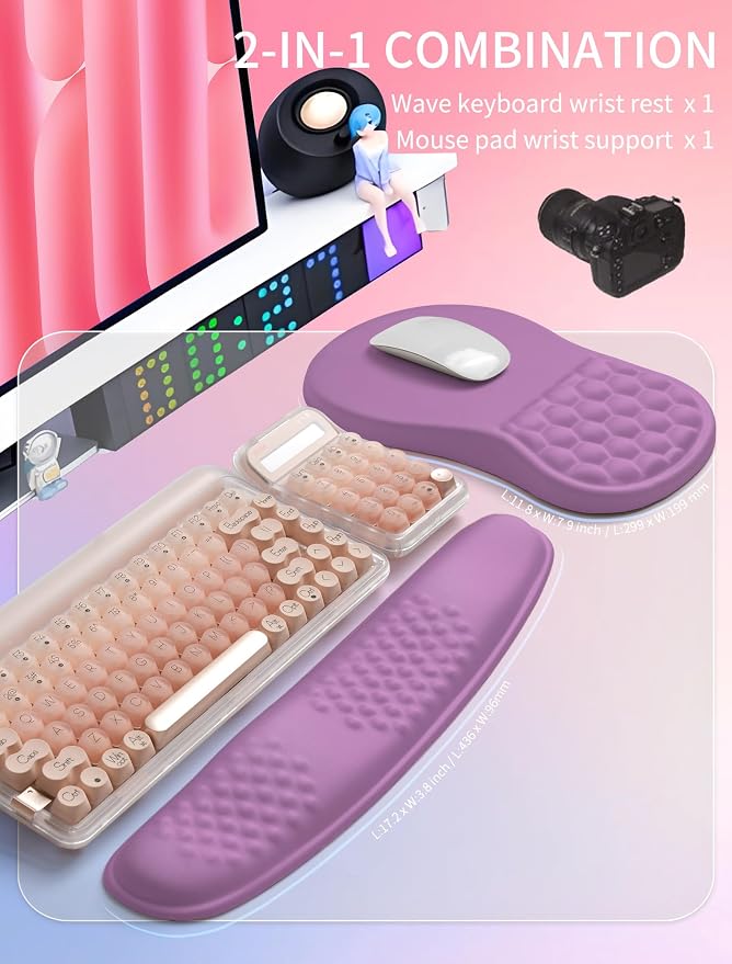 Hokafenle 2in1 Combination, Wave Keyboard Wrist Rest and Ergonomic Curvature - Image 5