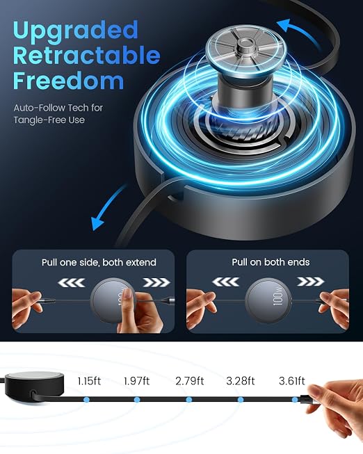 CAFELE 100W Retractable USB C Cable, 6-in-1 Multi Charging Cable, USB A/C 5A - Image 5