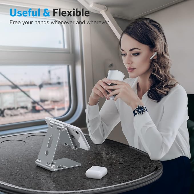 OMOTON Foldable Cell Phone Stand, C4 Portable Aluminum Phone Holder, Adjustable - Image 6