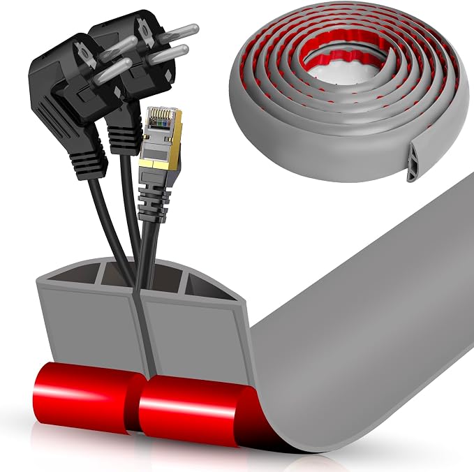 Floor Cord Cover Cavity 0.8"x0.37" Self Adhesive Cord Hider, 10FT Low Profile by DBHXXMB-HH