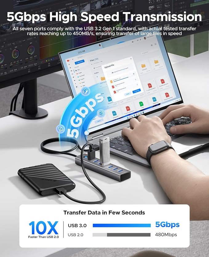 ORICO Aluminum 7-Port USB Hub - Image 3