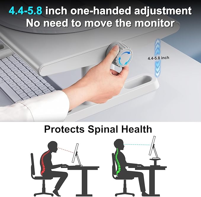 Monitor Stand Riser for Desk, 360°Rotation Freely Height Adjustable by Knob - Image 3