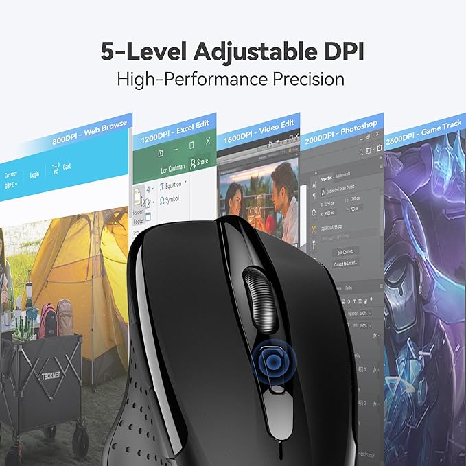 TECKNET Wireless Mouse, 2.4G Ergonomic Optical Mouse, Computer Mouse - Image 5